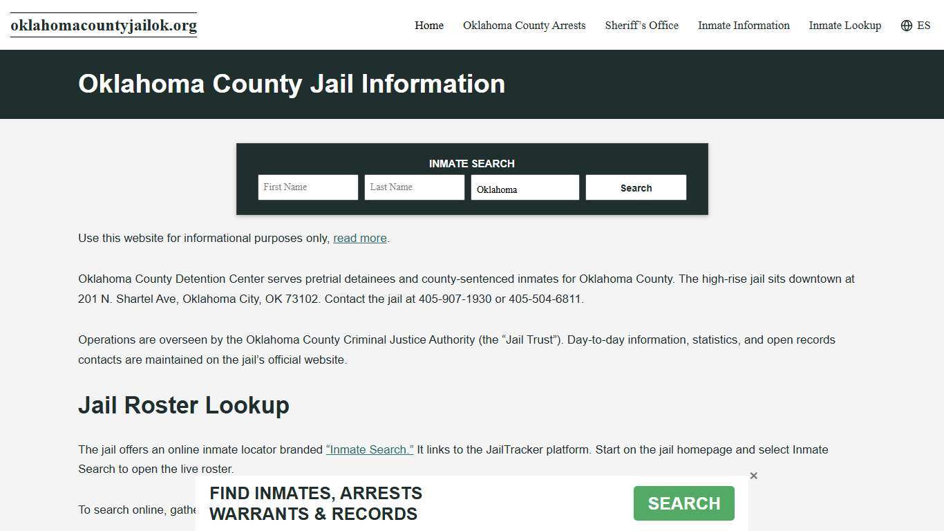 Oklahoma County, OK Jail Roster, Inmate Info
